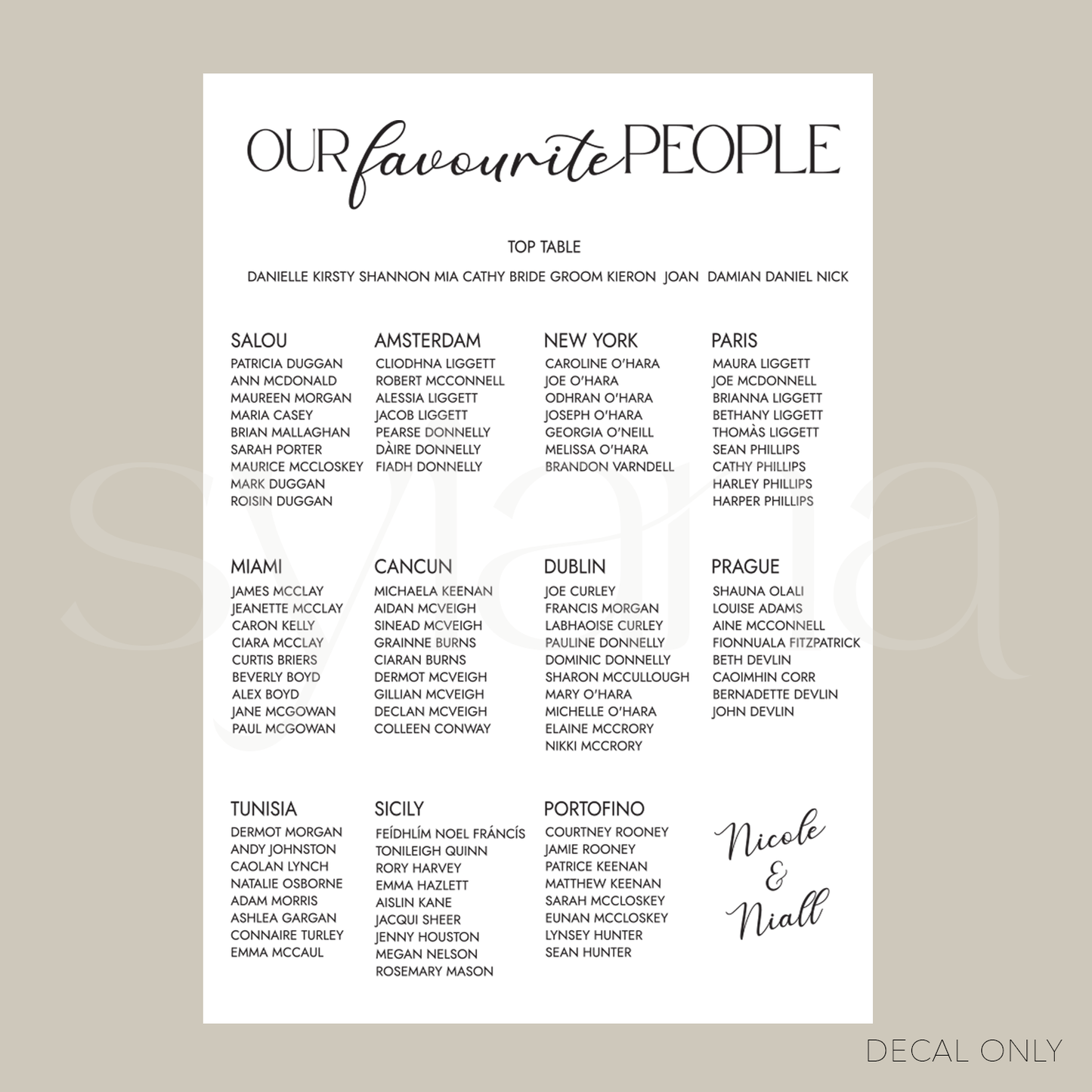 Table Plan Decal Vol 1 | DIY Bride