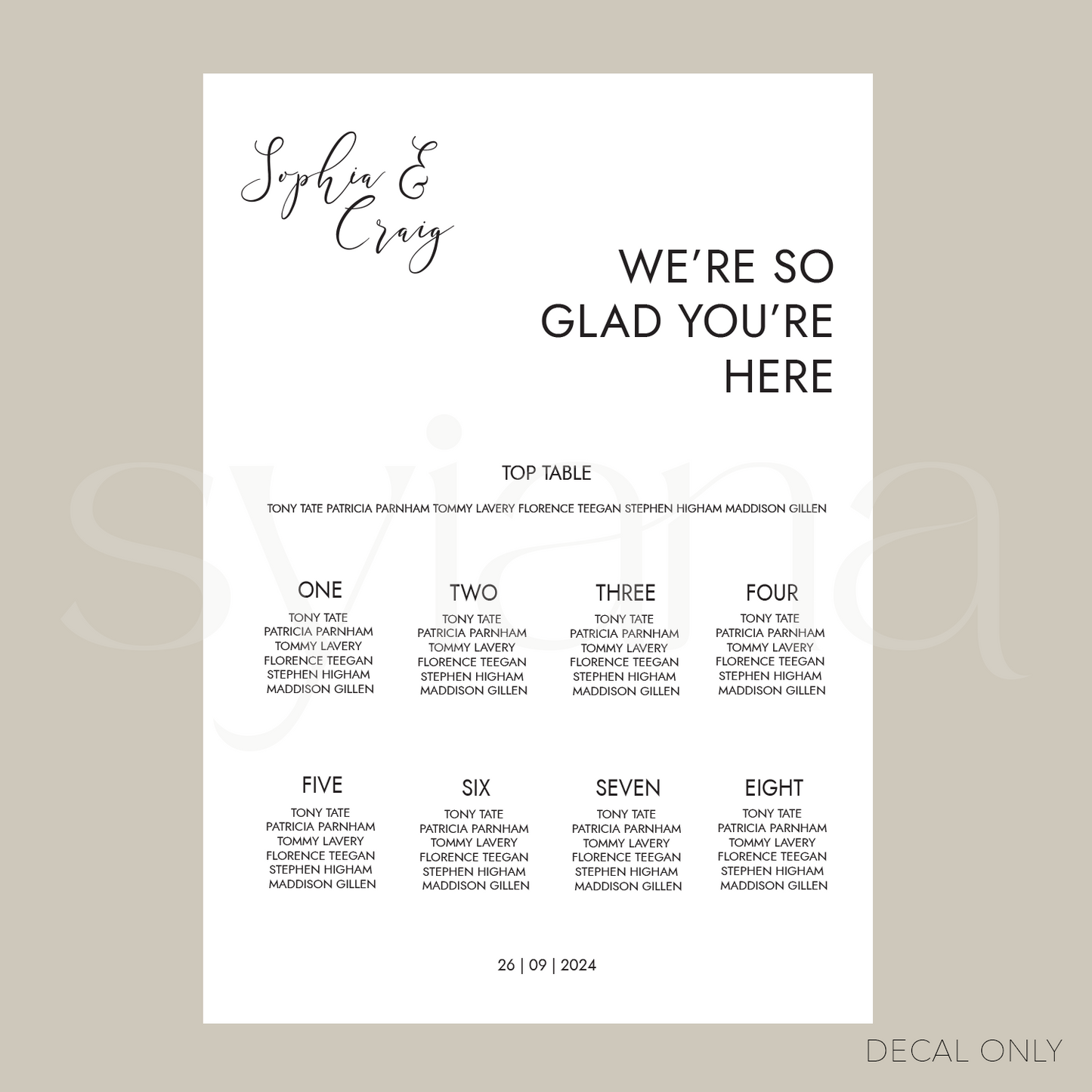 Table Plan Decal Vol 2 | DIY Bride