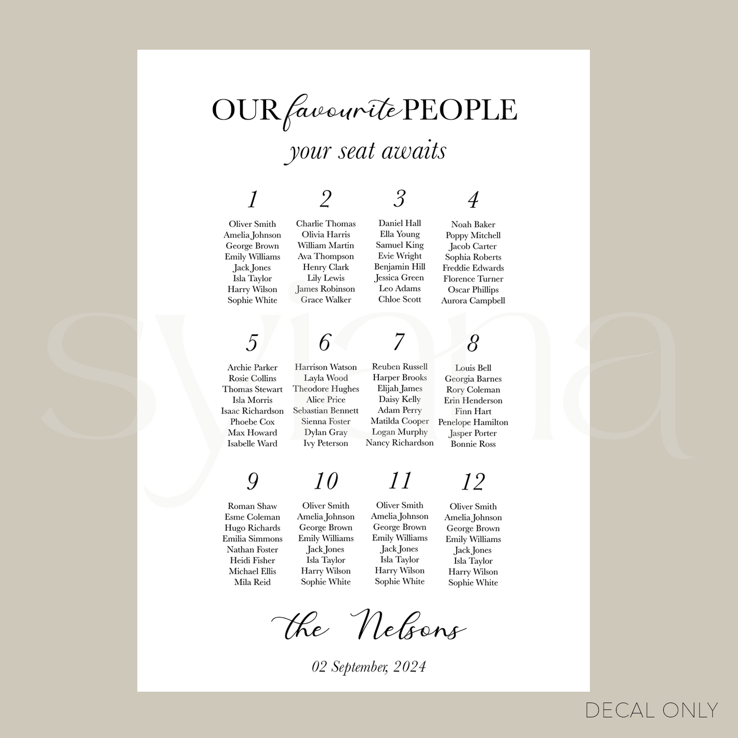 Table Plan Decal Vol 4 | DIY Bride