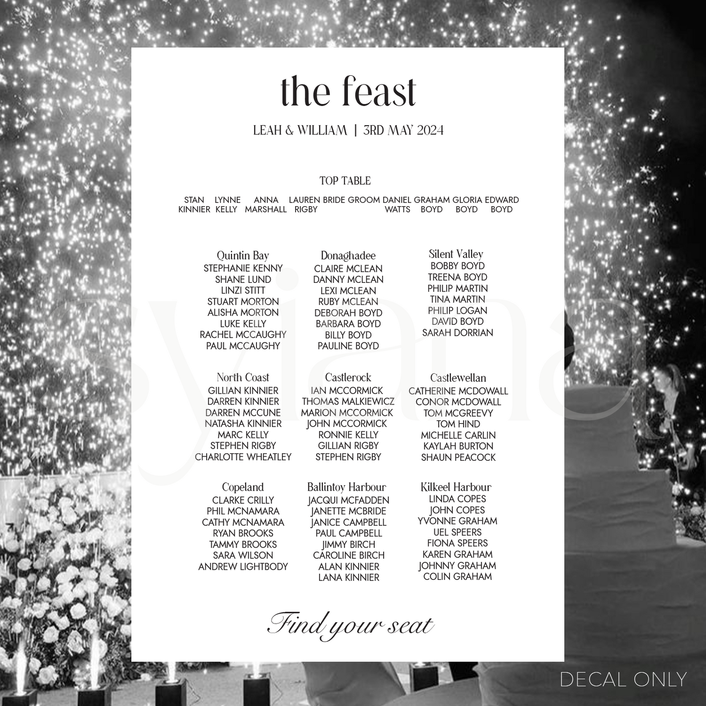 Table Plan Decal Vol 3 | DIY Bride