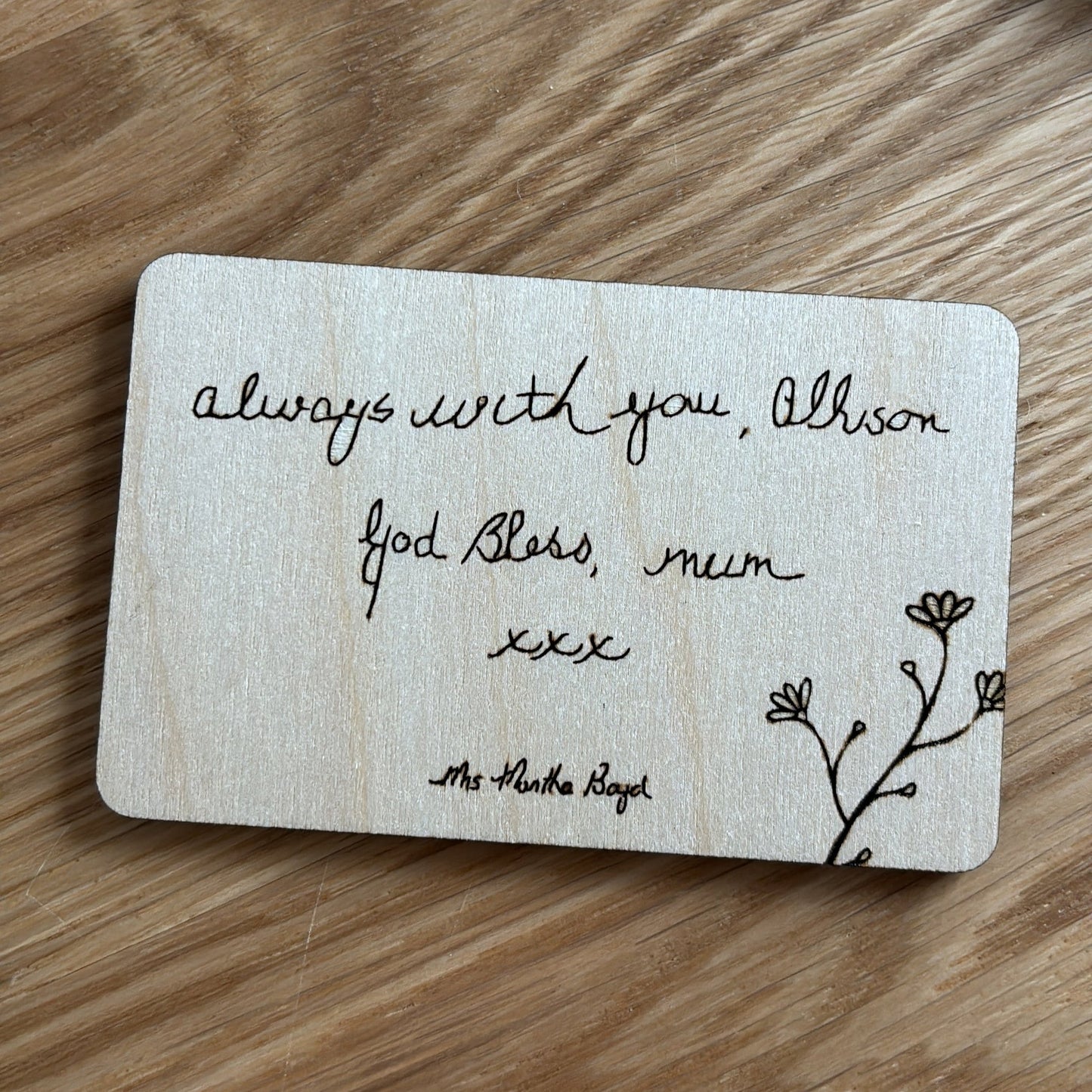 Personal Handwriting Wooden Keepsake