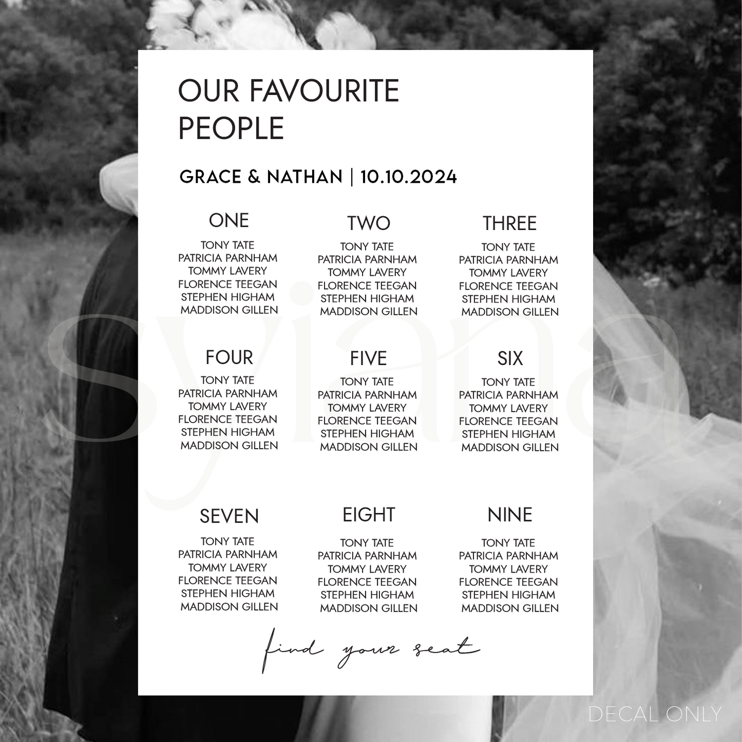 Table Plan Decal Vol 5 | DIY Bride