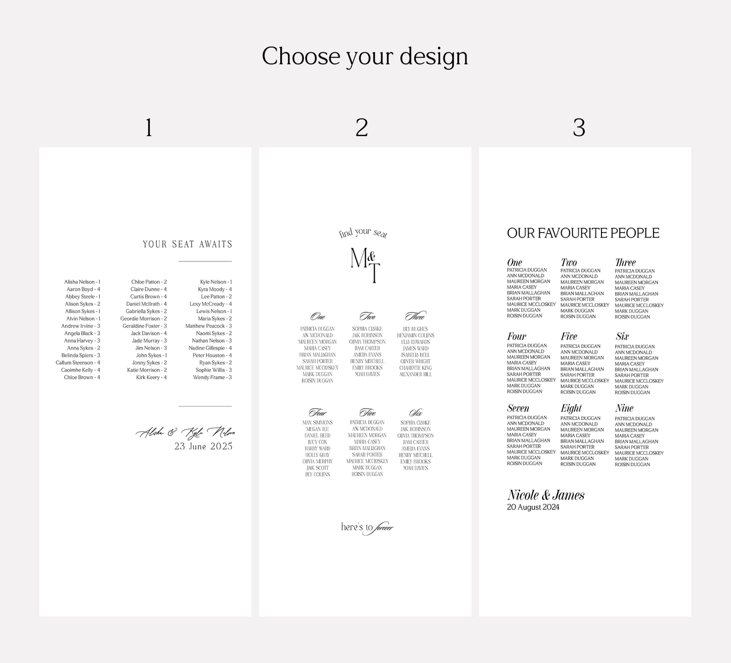 June | Tulle Table Plan